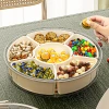 A portable household round covered snack box with a handle, a six-compartment rotating fruit plate, a sealed moisture-proof dried fruit plate Specification image